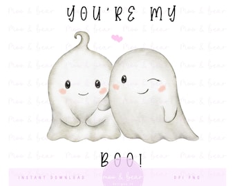 Halloween Ghost PNG, You're My Boo, Sublimation Design, Tote Bag Mug Design, Digital Download