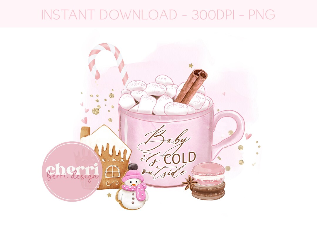 Pink Christmas Hot Cocoa Mug PNG, Snowman Clipart, Christmas Card PNG ...