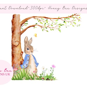 Peter Hasenwiese Design - Frühlingsblumenwiese, Bunnies Sublimation Grafik, PNG, Digitaler Download