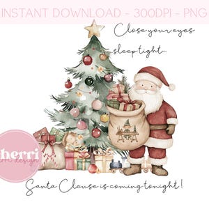 Projekt świątecznej piżamy Santa Christmas Tree PNG, Clipart świąteczny, Projekt piżamy, Sublimacja w Wigilię Bożego Narodzenia, Natychmiastowe pobieranie cyfrowe UV Dtf