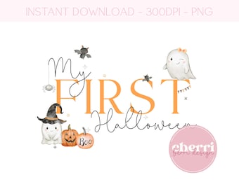 My 1st First Halloween PNG, Baby Halloween Pumpkin PNG, Halloween Ghost, Pumpkins Wreath, Instant Digital Download, Sublimation Designs