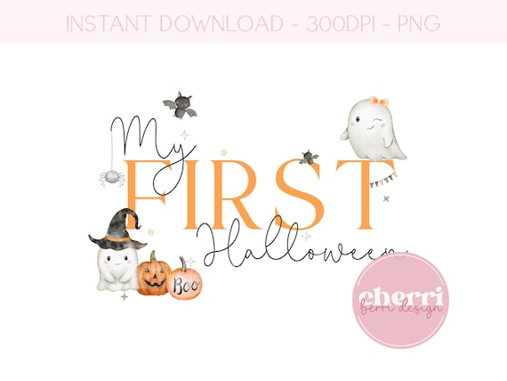My 1st First Halloween PNG, Baby Halloween Pumpkin PNG, Halloween Ghost, Pumpkins Wreath, Instant Digital Download, Sublimation Designs