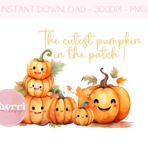 La zucca più carina nella patch PNG, Clipart di zucca di Halloween, Design di biglietti autunnali, Spezie di zucca, Download digitale istantaneo, Disegni a sublimazione