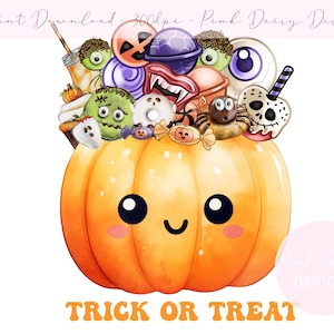 Dolcetto o scherzetto Clipart, Design di carte autunnali, Spezie di zucca, Download digitale istantaneo, Design di sublimazione