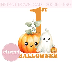 1st First Halloween, Dzieci Halloween Dynia Clipart, Projekt Jesiennej Karty, Pumpkin Spice, Natychmiastowe Pobieranie Cyfrowe, Projekty Sublimacji