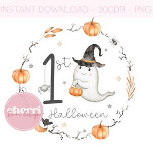 Mijn 1e eerste Halloween PNG, baby Halloween-pompoen PNG, Halloweenspook, pompoenenkrans, instant digitale download, sublimatieontwerpen