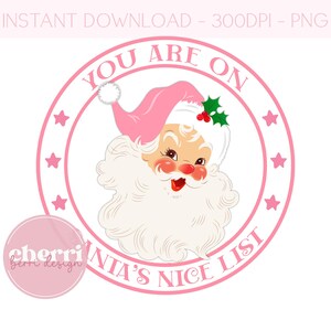 Leuke lijst van de kerstman roze png, kerstclipart, kerstmanlijststicker sticker png-ontwerp, mooie lijst kerstman direct downloaden, sublimatie DTF