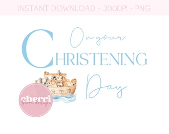 Noahs Ark Christening Baptism clipart PNG sublimation design instant download file with transparent background 300dpi UV/DTF design