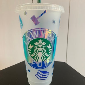 Lawyer fuel design Reusable Personalised Starbucks Cold Coffee Cup 24oz with Lid and Straw