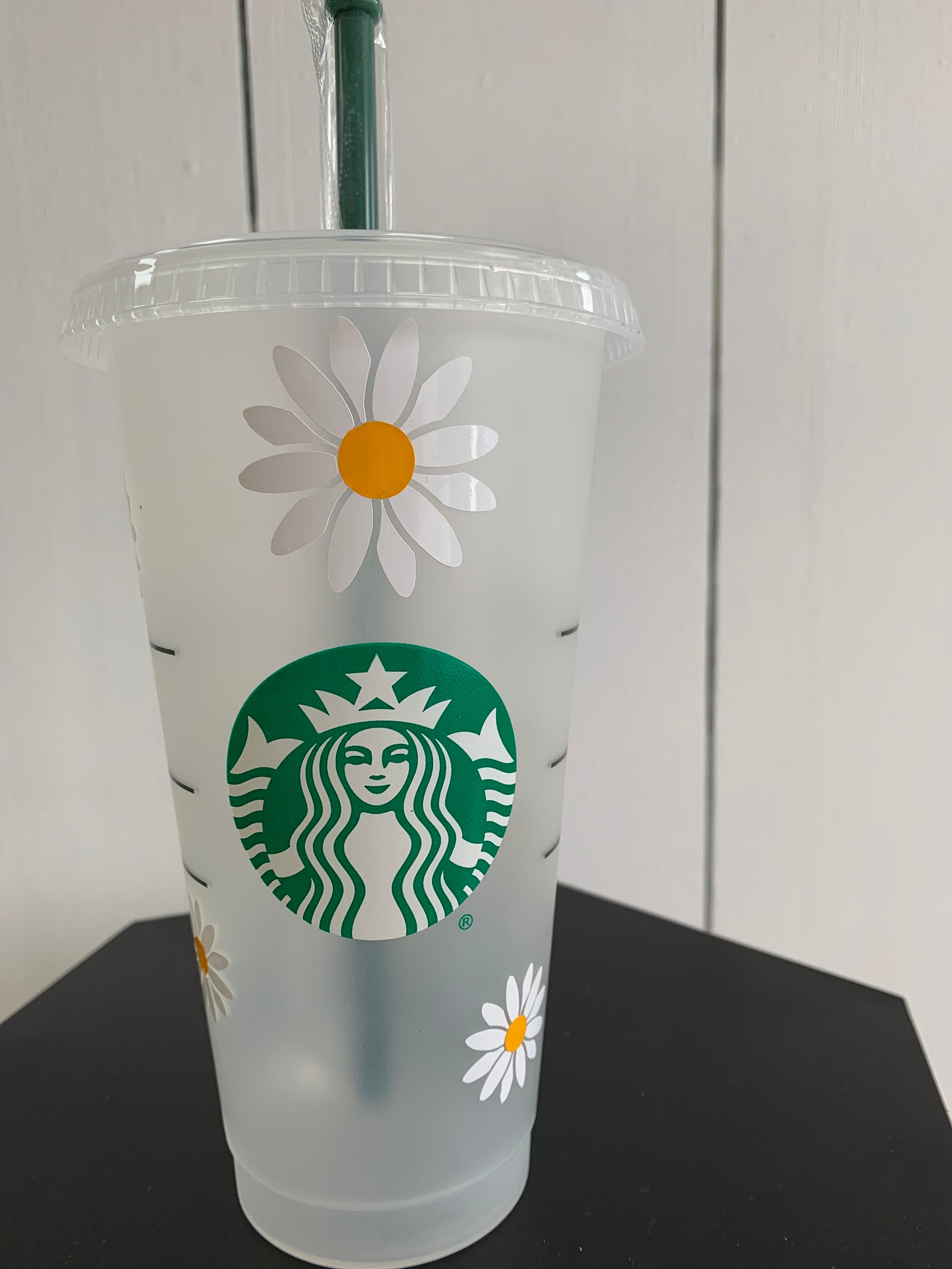 24oz Reusable Cold Coffee Cup with Daisy Design – roseandbearofficial