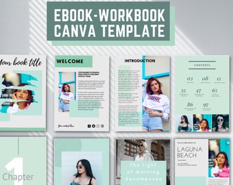 Sjabloon e-boek-werkboek, bewerkbare sjabloon, digitaal boek, e-boeksjablooncanva