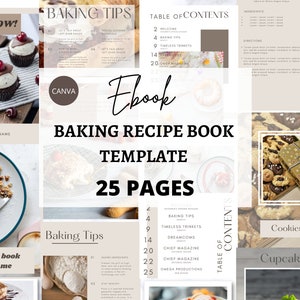 Baking Recipe Ebook Template - Pastry Book - Beige and Brown - Elegant Cookbook Design - Canva Recipes Cookbook Template