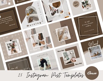 25 Instagram-berichtsjablonen | Canva-sjabloon - beige en bruine stijl