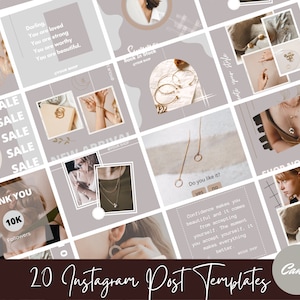 Jewelry Instagram Post Template | Minimalism Beige-Gray Style| Canva Instagram Template | Social Media Post| Branding Marketing Tool