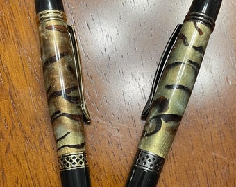 Custom Pine Cone and Resin Tiger Stripes &quot;Mesa&quot; Ink Pen