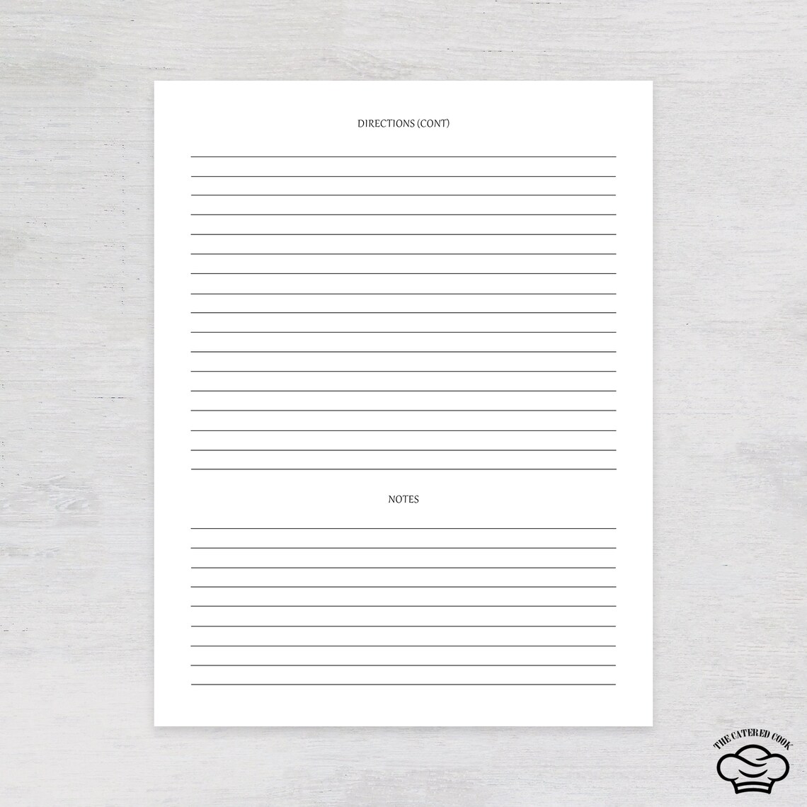 Printable 8.5 X 11 Recipe Page With Minimalist Design Style, Fillable 8 ...