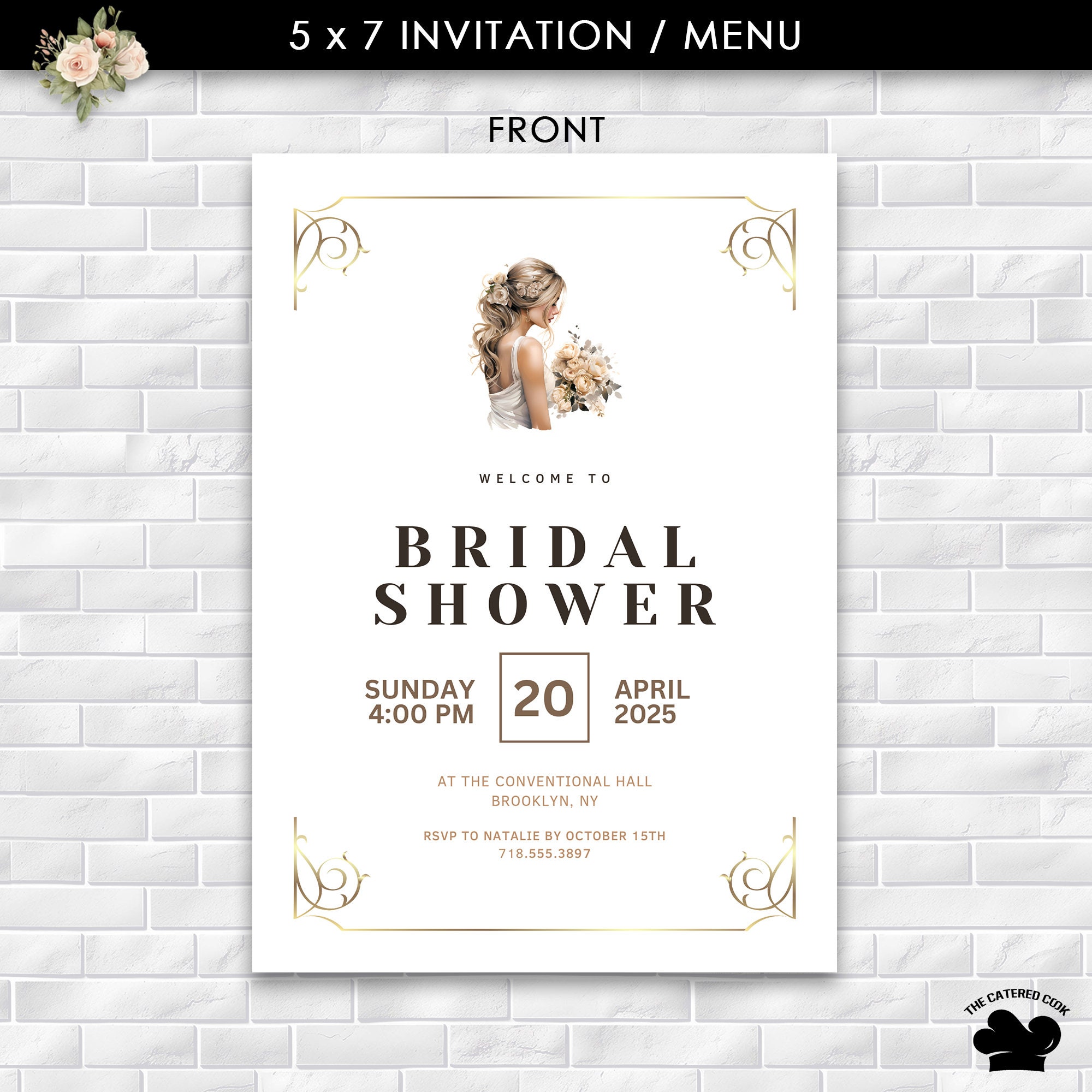 Editable Canva Invitation Template for Wedding Shower With Bridal ...