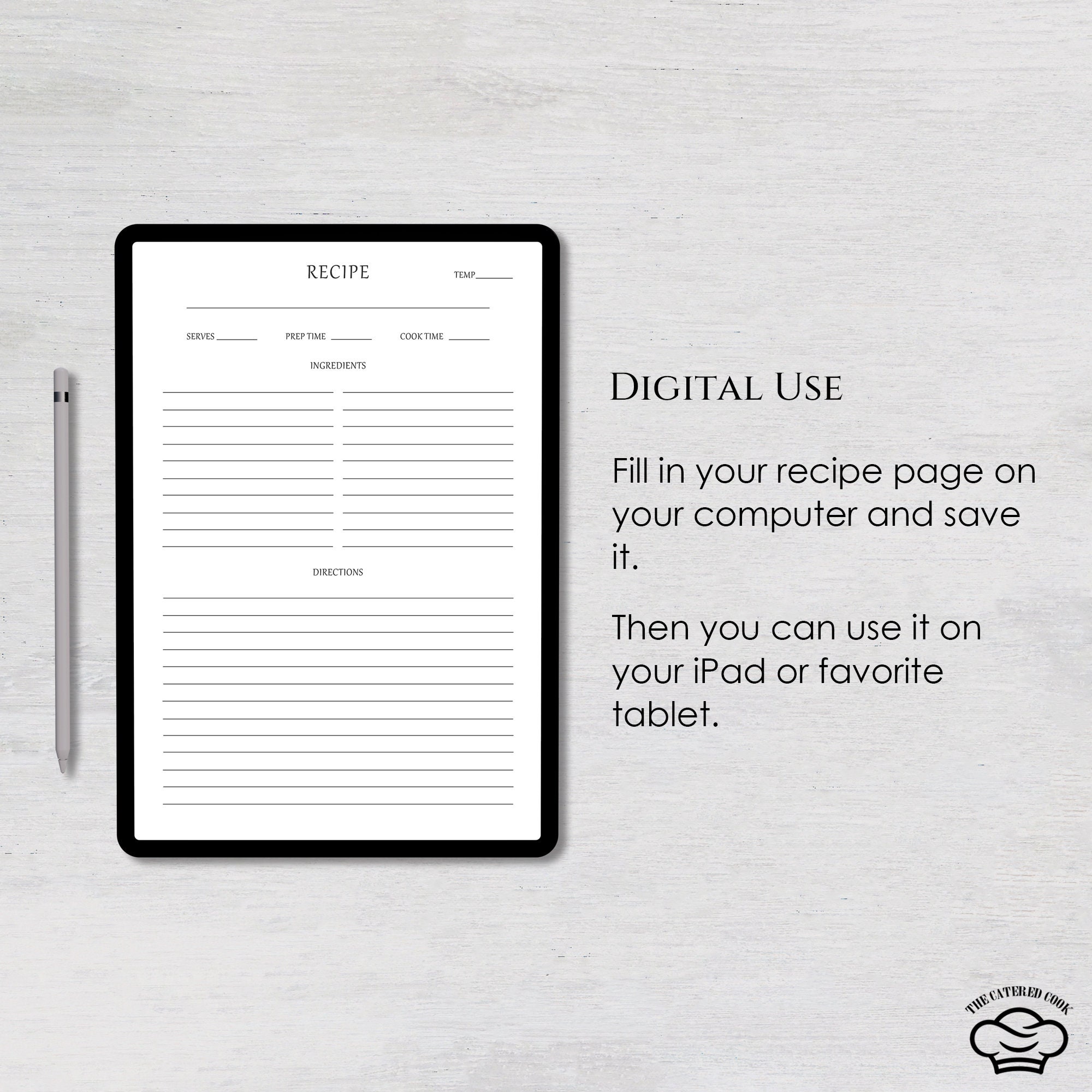 Printable 8.5 X 11 Recipe Page With Minimalist Design Style, Fillable 8 ...