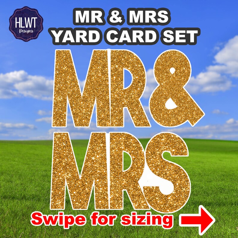 Mr and Mrs Dark Gold EZ set | Anniversary | Wedding | Yard Card Set  - uv High resolution Coroplast printing. HALF SHEET