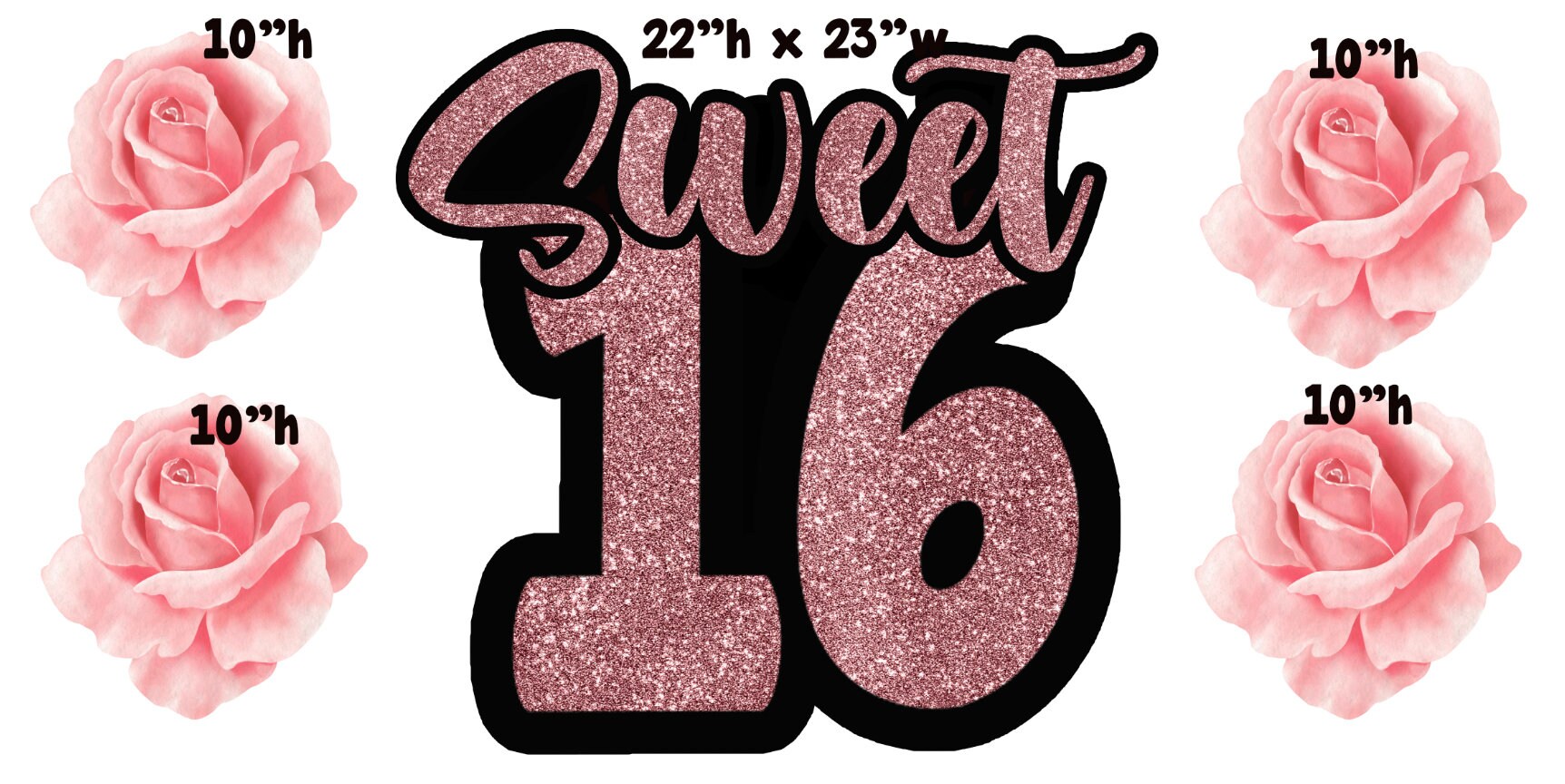 Sweet 16 Pink Roses Sweet 16 Rose Gold | Birthday | Sixteen | Pink Roses Yard Card Set - UV ...