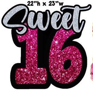 Sweet 16 Glitter Floral Birthday Sixteen Yard Card Set UV High ...