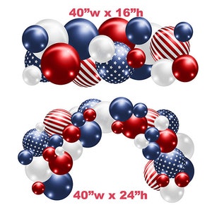 Patriotic Red White Blue Balloon Arch | Balloon Skirt | bouquets Fillers Yard Cards - UV High resolution Coroplast printing. HALF SHEET