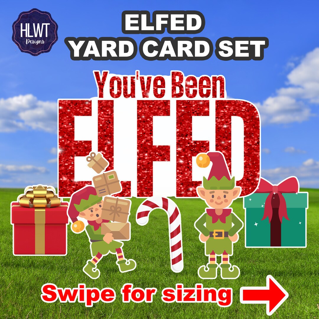 You've Been Elfed Christmas Yard Card Set UV High Etsy