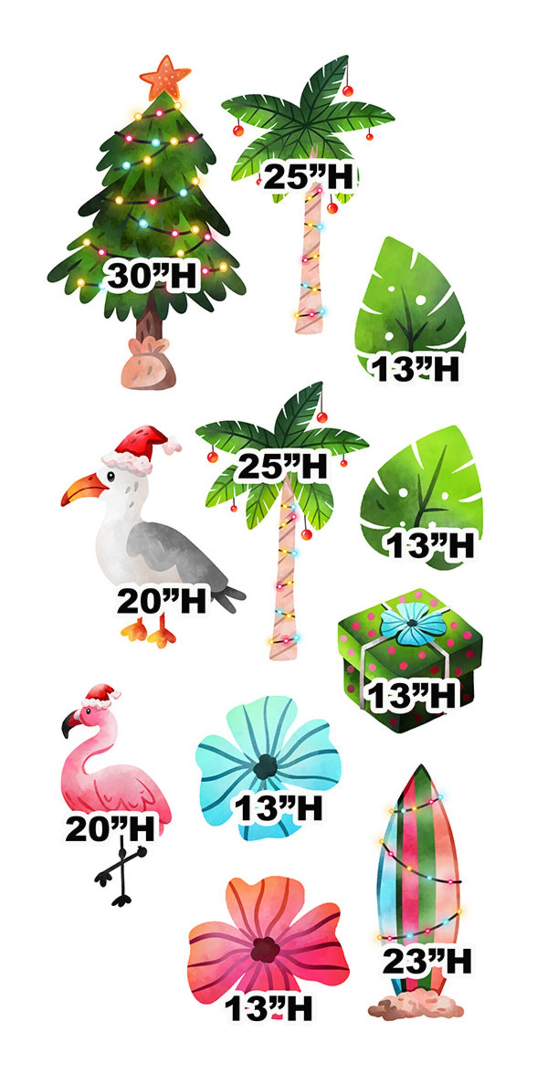 Tropical Island Christmas Yard Card Set UV High Resolution Coroplast