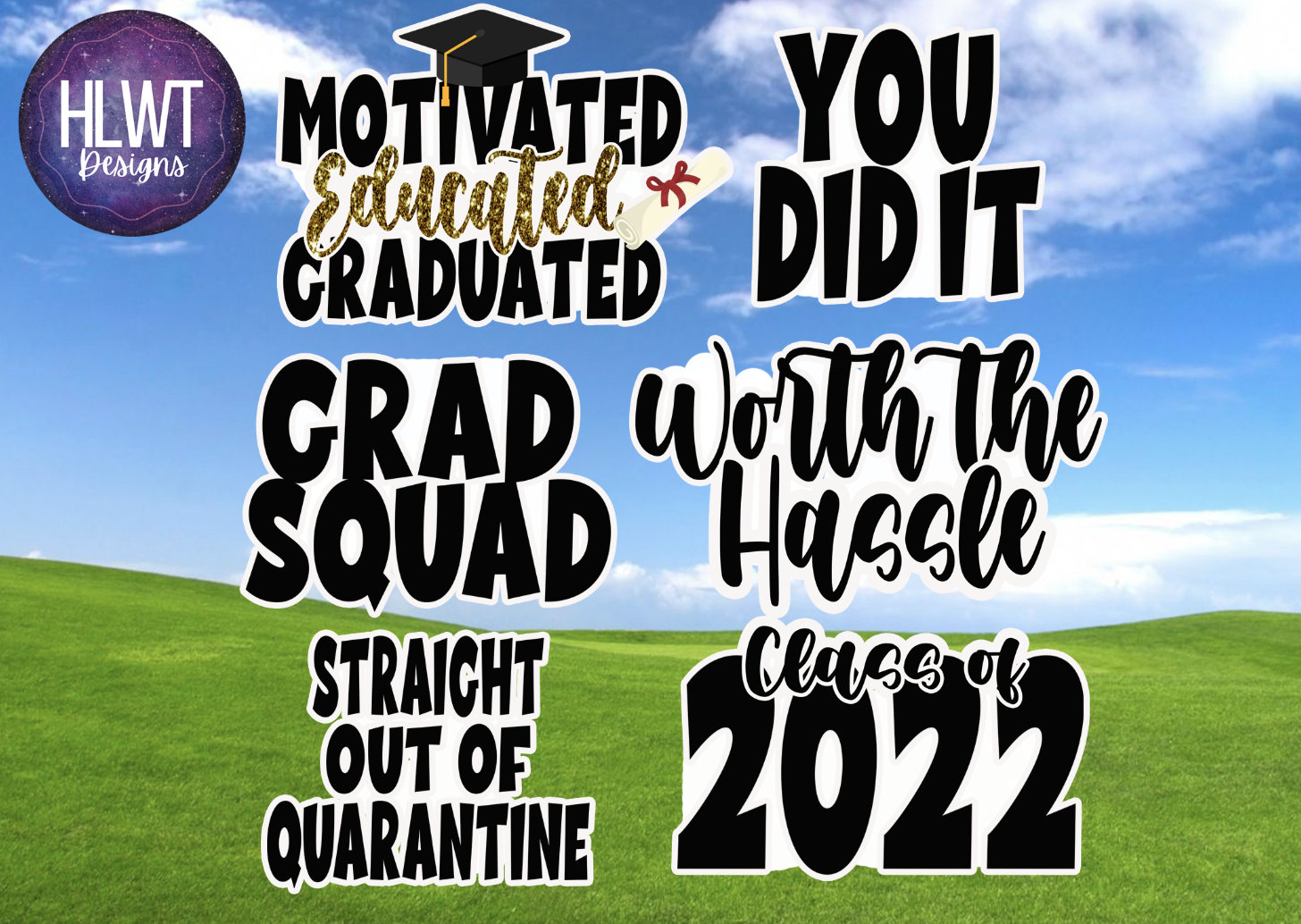 Grad Box Fillers Graduation Fillers | Accents | Black White | Yard Cards | Congrats Grad ...