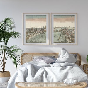 Wall Art, London on the Thames Set of 2 Digital Cityscape Prints 18th c. European Architecture image 2