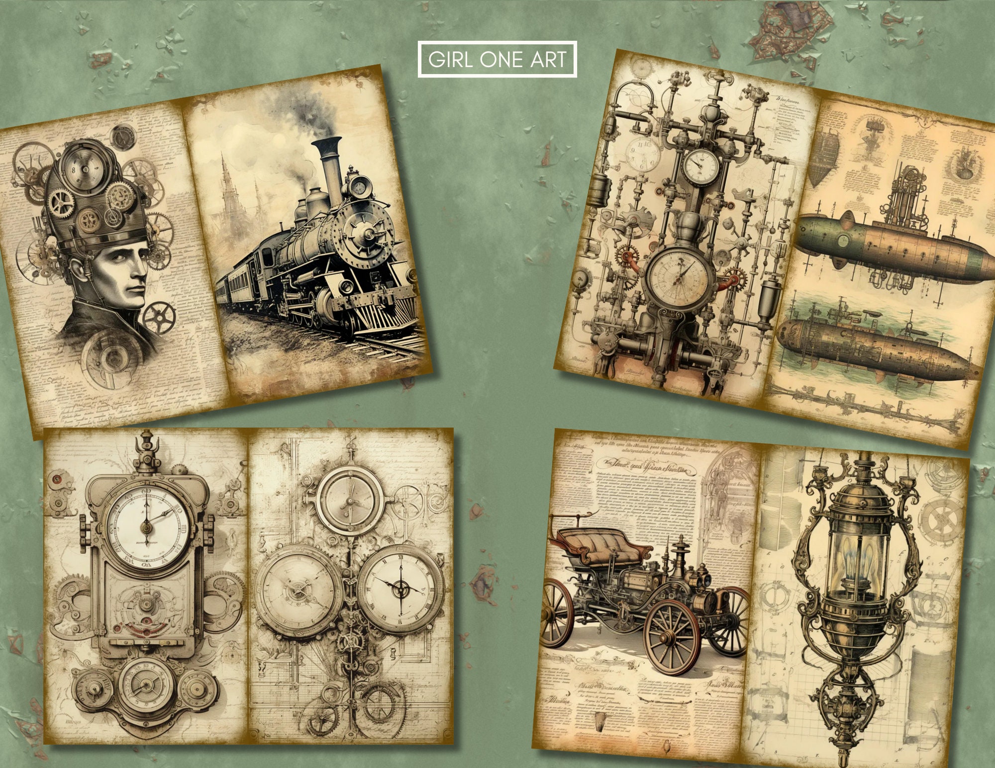 Vintage Steampunk Junk Journal Kit Instant Download Digital Scrapbook ...