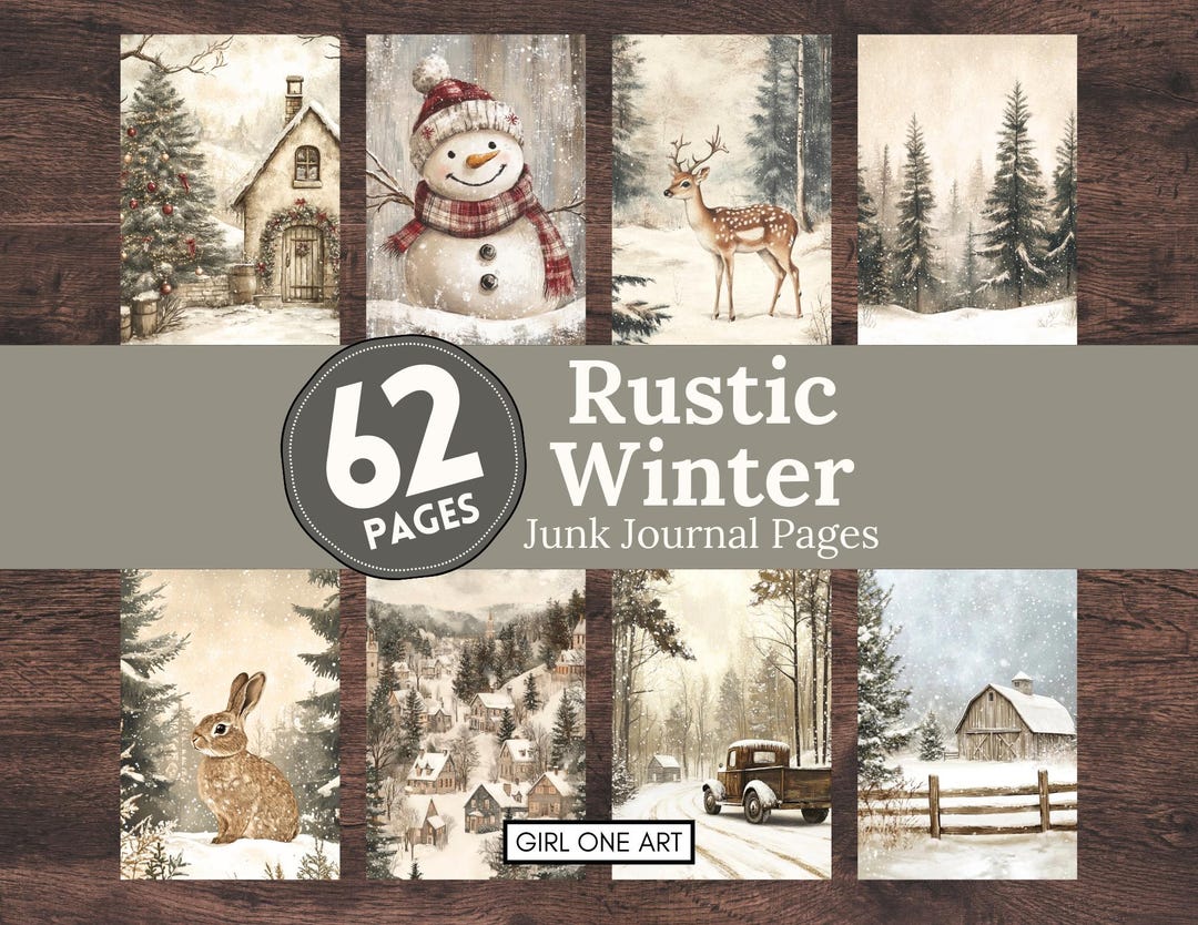 Rustic Winter Junk Journal Pages: Woodland Christmas Papers (digital ...