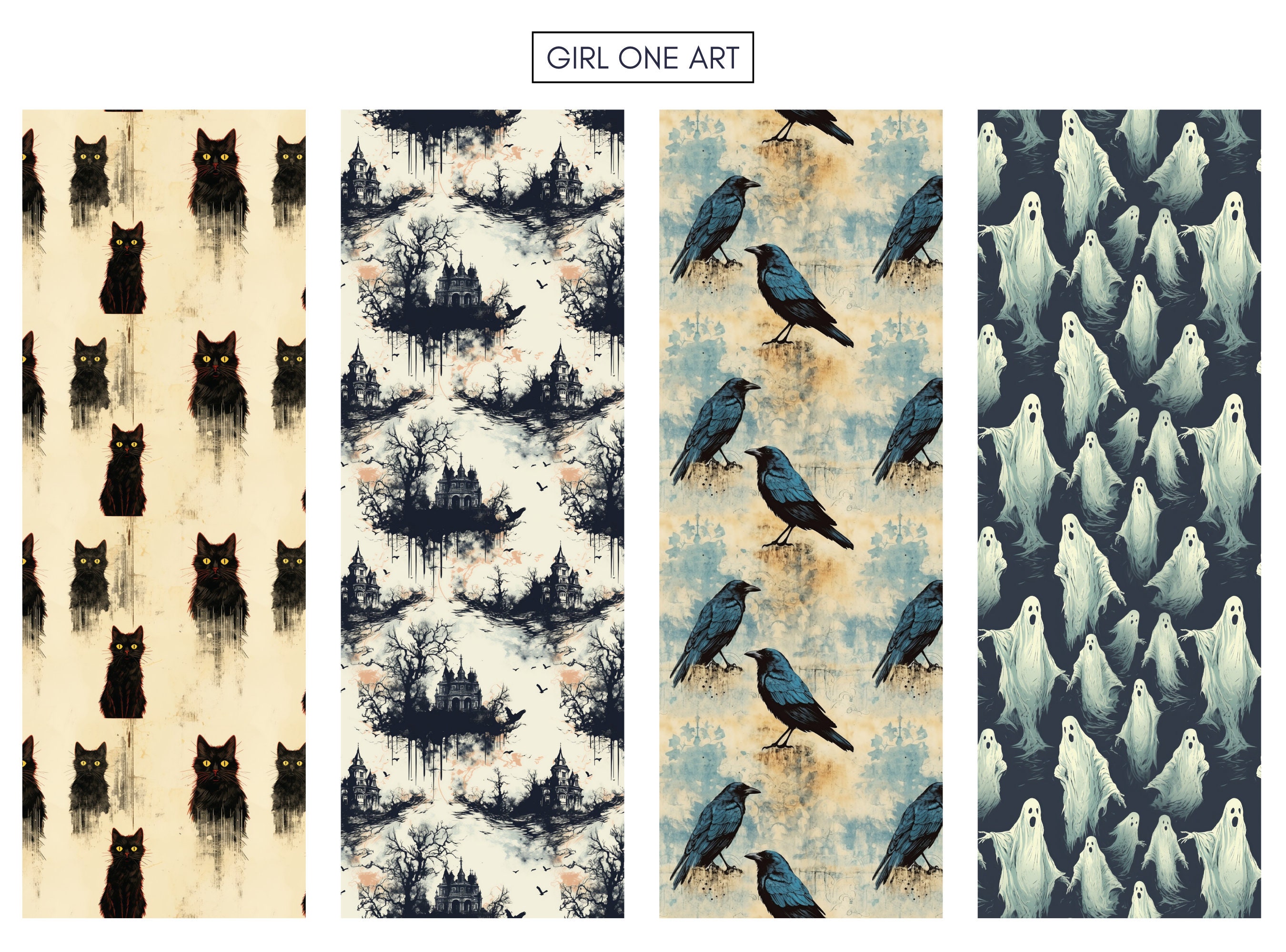 Vintage Halloween Digital Papers Seamless Commercial Use Instant ...