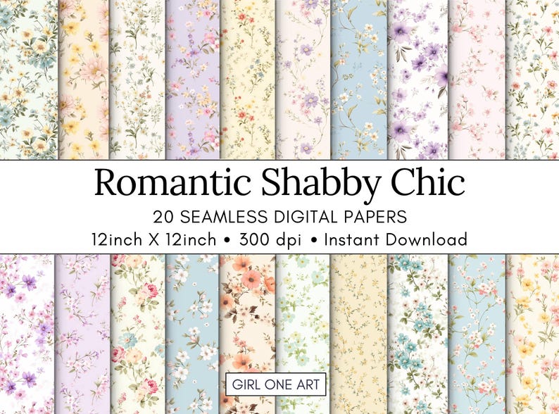 Shabby Chic Floral Digital Paper: Romantic Rose Patterns (PDF) - Etsy