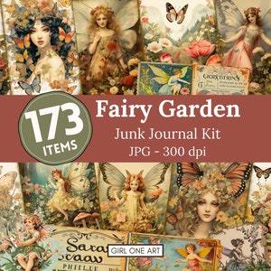 Fairy Garden Junk Journal Kit Instant Download Digital Scrapbook Paper Faerie Fantasy Collage Sheets Printable Vintage Ephemera JPG Mushroom