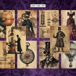 Victorian Steampunk Junk Journal Pages Digital Scrapbook Paper Vintage ...
