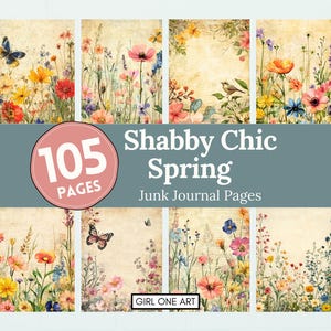 Shabby Chic Spring Junk Journal Pages: Floral Fairy Tale Collage Paper (Digital Download)
