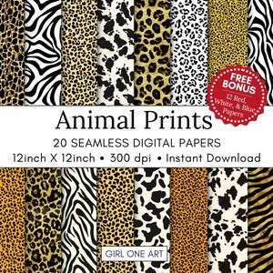 Impressions animalières papier sans couture JPG or léopard guépard zèbre motifs scrapbooking numérique planificateur arrière-plan patriotique rouge blanc bleu