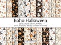 Boho Halloween Seamless Paper Digital Spooky Ghost Pumpkin Wallpaper Cottagecore Witchy Junk Journal Patterns Gothic Background Ephemera