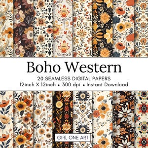 Papier sans couture bohème western cow-girl imprimable répétant la conception textile antique fleur planificateur motif pépinière fond Journal indésirable chic