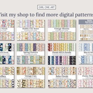 Wildflower Butterflies Digital Paper: Shabby Chic Scrapbook, Junk Journal (JPG, PDF Download) image 8