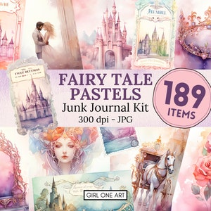 Kit de diario basura de cuento de hadas Descarga instantánea Papel de álbum de recortes digital Hojas de collage de fantasía Fondos efímeros JPG y PDF Magia de cuento de hadas