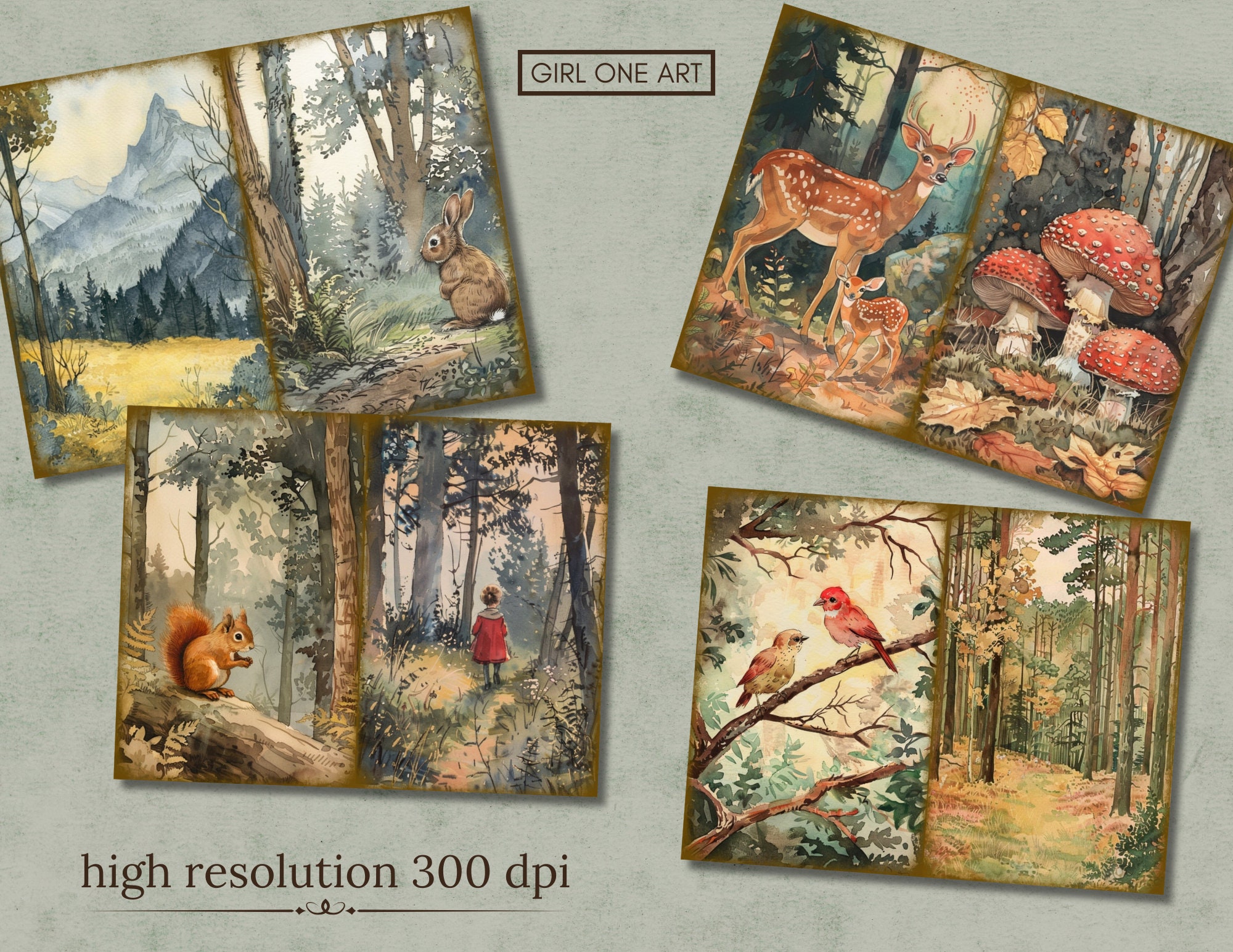 Woodland Junk Journal Kit Digital Download Scrapbook Paper Forest Fairy ...