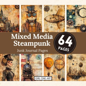 Mixed Media Steampunk Junk Journal Pages Digital Scrapbook Papers Victorian Ephemera Fantasy Sheets Printable Industrial Grunge Bundle