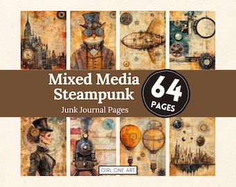 Mixed Media Steampunk Junk Journal Pages: Victorian Ephemera (Digital Download)