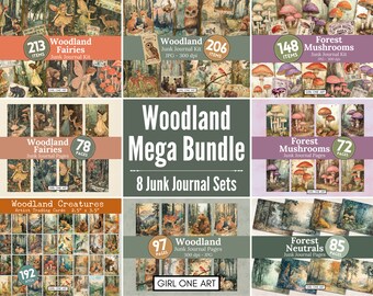 251 Woodland Junk Journal Kit Digital Download Scrapbook Paper Forest ...