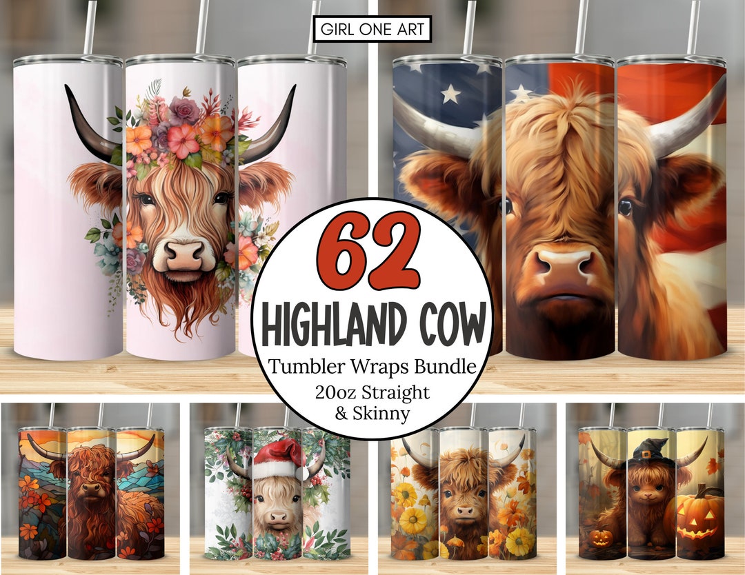 Highland Cow Tumbler Wrap Bundle 20oz Skinny & Straight Tumbler ...