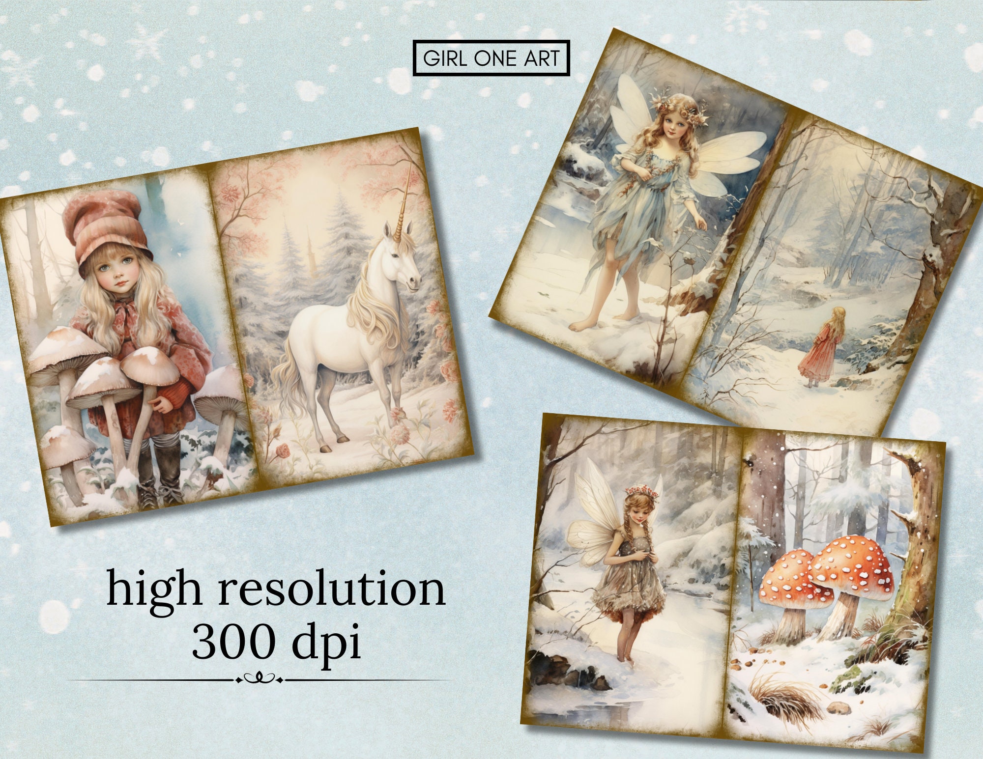 Winter Fairy Tale Junk Journal Kit Instant Download Digital Scrapbook ...