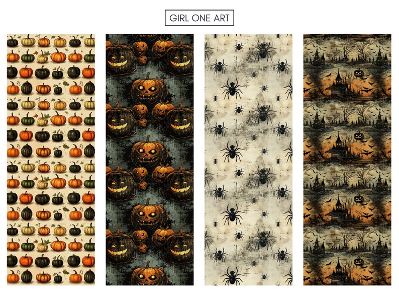 Vintage Halloween Digital Papers Seamless Commercial Use Instant Download Junk Journal Party Invitations Sublimation Wall Art Cricut Design image 6