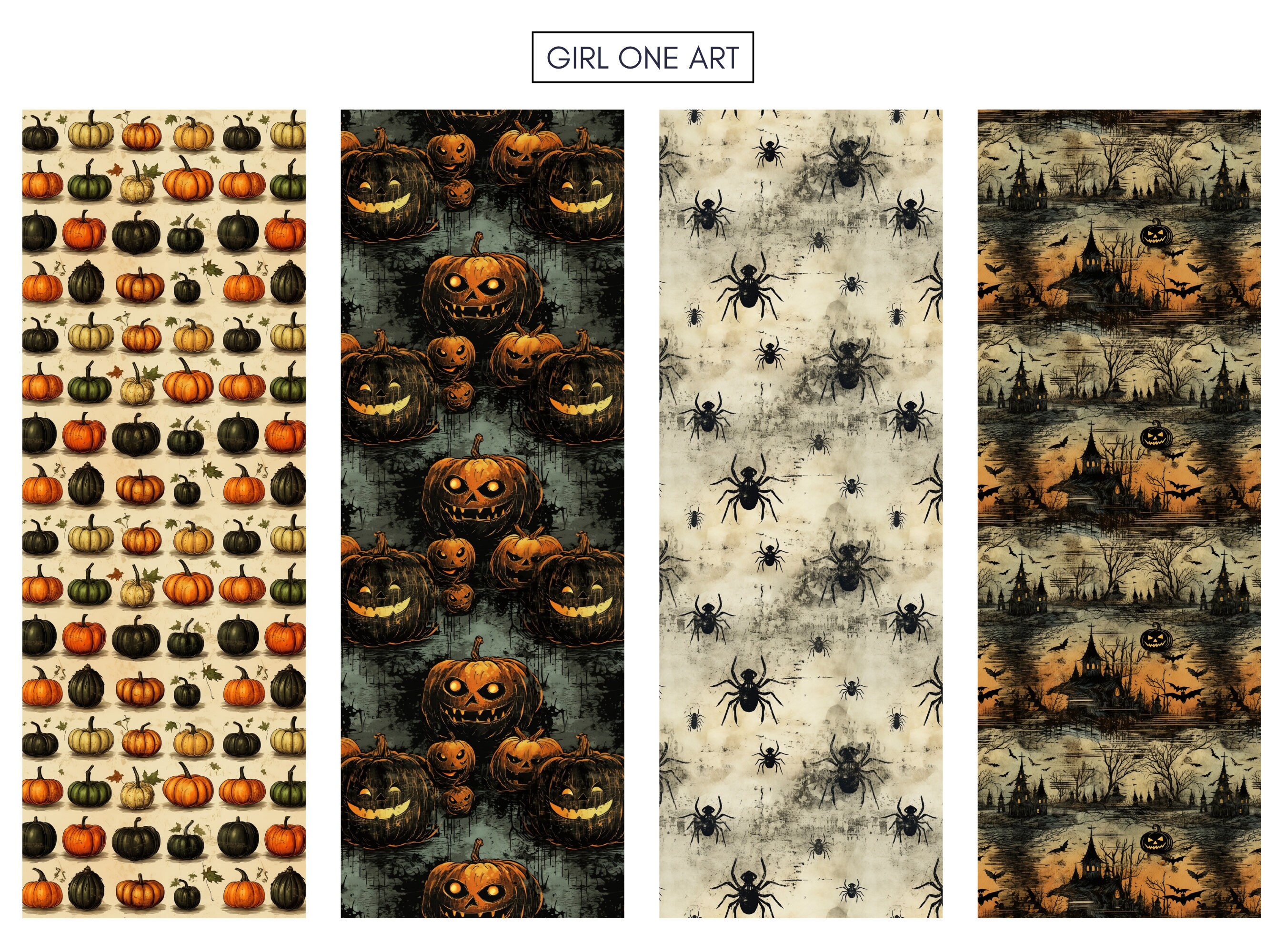 Vintage Halloween Digital Papers Seamless Commercial Use Instant ...